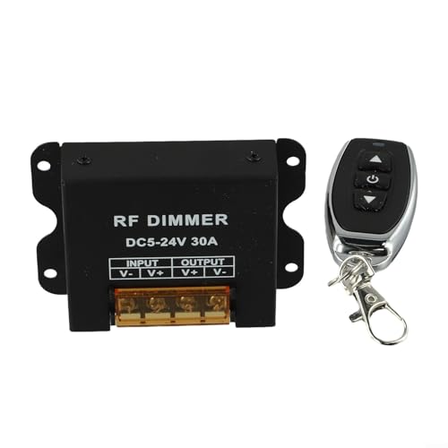 Regulador LED RF inalámbrico, 12-24V DC 30A Control remoto Tira de luz Controlador de brillo, señal de largo alcance, control multizona