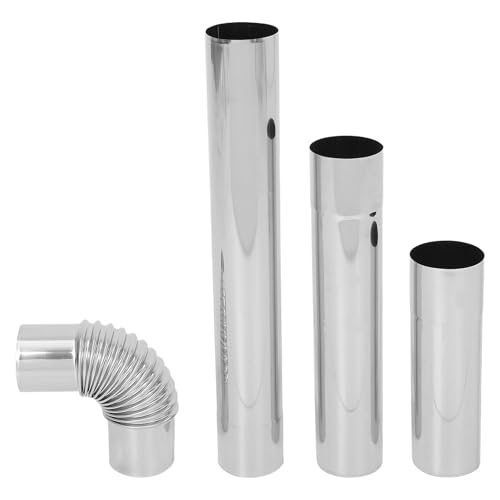 ROMISBABA Tubo de Escape de Chimenea de Acero Inoxidable 6 Cm con Curvas y Tubos Rectos (20 Cm, 30 Cm, 40 Cm) 4 Piezas para Estufa de Gas y Accesorios de Ventilación Hogar