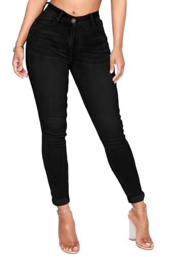 La Mejor Selección de Jeans de Dama , tabla con los diez mejores. 45 SHENDY Vendy Jeans Dama Corte Super Skinny Cintura Media Pantalon Curvy Tipo Mezclilla Casual Negro Talla 15