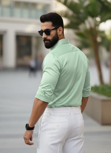 Image of IndoPrimo Men's Stylish Satin Shirt for Party, Formal, Daily and Casual Wear Full Sleeve Shirt for Men