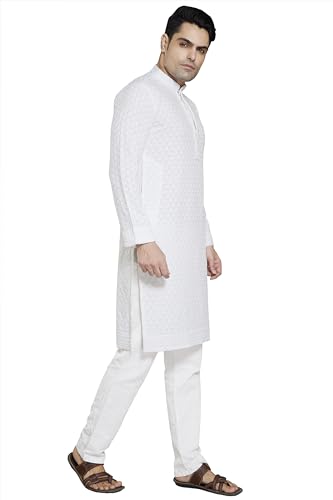Image of DIVISIVE Men's Sequince Embroidered Cotton Blend Slim Fit Kurta Pyjama Set