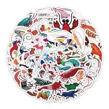 60PCS Lobster Stickers for Water Bottle,Bike,Car,Helmet,Phone,Luggage,Computer,Scrapbook,Laptop,Cute Sea Animals Waterproof Vinyl Decal,Teens Girls Aesthetic Sticker,Cartoon Trendy Graffiti Sticker