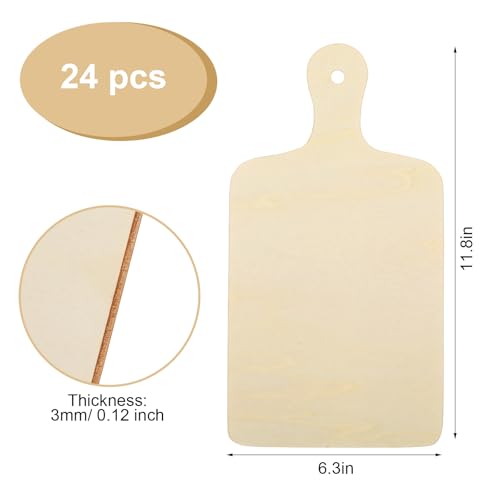 Set 24 tablas de cortar de madera con mango 30x16 cm miniatura 2