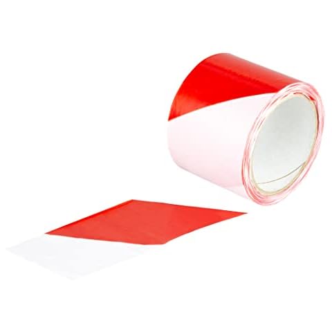 V1 Trade Absperrband Rot Weiß 75mm x 100 m - Flatterband Rot Weiß - Warnband Weithin Sichtbar - Trassenwarnband die Baustelle Markieren - Strapazierfähig und Dehnbar Caution Tape Cover