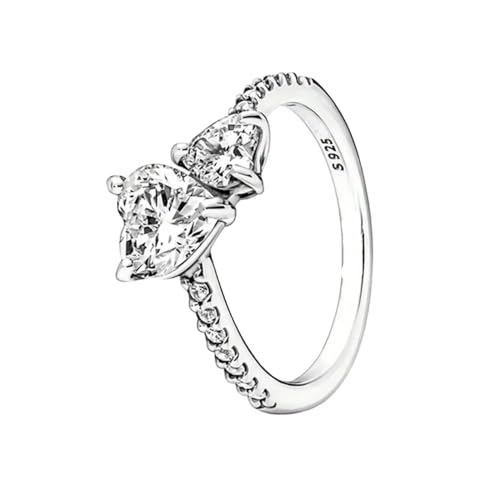 Heart ring Love CZ Cubic Zircon Double Heart Sparkling Ring for Women's Wedding Day Ring Gift Jewelry-RHE-0511N55-3256807455726459 6