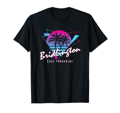 Bridlington East Yorkshire 80s Retro Vaporwave Funny Sunset T-Shirt