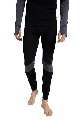 Mountain Warehouse Ultra Mens Merino Pants - Quick Wicking, Quick Drying, Antibacterial, Thermal Leggings - Best for Winter Camping, Outdoors, Travelling & Hiking, Black, L