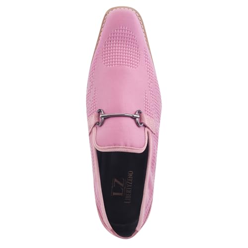 Image of LIBERTYZENO Mens Tuxedo Canvas Textile and Suede Leather Noble Loafers and Slip On Wedding Party Shoes for Easter Gift