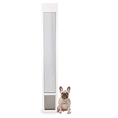 PetSafe 1-Piece Sliding Glass Pet Door for Dogs & Cats- Adjustable Height 75 7/8" to 81"-Medium, White, No-Cut DIY Install Aluminum Patio Panel Insert, Great for Renters or Seasonal Installation