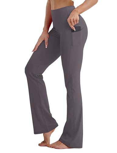 Image of BUBBLELIME 29 inch /31 inch /33 inch /35 inch /37 inch 3 Styles Women's High Waist Bootcut Yoga Pants Basic /Side Pockets Tummy Control Workout Flared