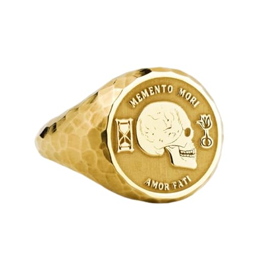 Bague Memento Mori en argent massif, finitions d'exception or