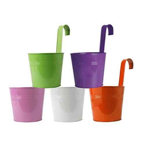 TrustBasket Plain Round Railing Planters/Pots(Lightpink,White,Orange,Purple and Green) -Set of 5 (B07MRMG1YG) Amazon Price History, Amazon Price Tracker