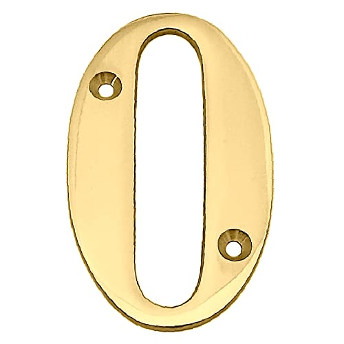 Doris 3-Inch Solid Brass-Polished Finish, Modern Mailbox Address Numbers, Address Sign, Metal Door House Numbers For Outside (Number 0) #TOP4