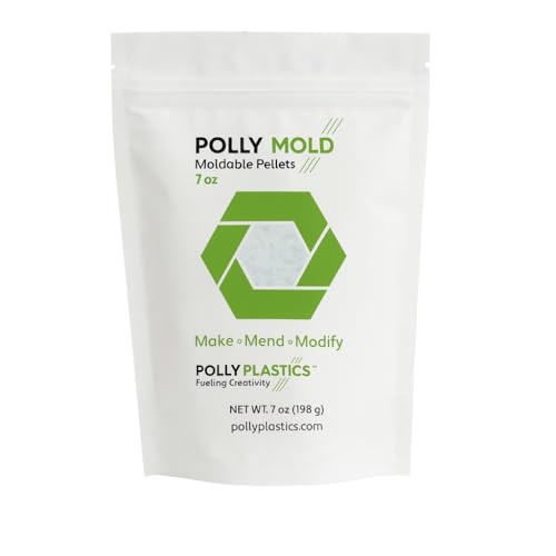Professional-Grade Moldable Plastic Pellets by Polly Plastics - Cosplay & Hobbyist Supplies for Crafting, Repairs, and More - Re-Seal Bag with Idea Booklet (7 oz)