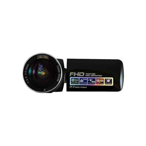 HamiltonBuhl HDV17BK ActionPro FHD Digital Video Camera 24MP, 2.7-Inch TFT-LCD Screen with 270 Angle Rotation, 18x Digital Zoom (Black)