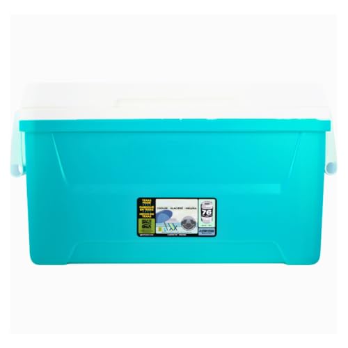 48 QT Hard-Sided Ice Chest with Swing-Up Handles and Drain Plug, Aqua Blue & White – Durable and Portable Cooler for Camping, Beach, Tailgating – Leading Cooler Brands