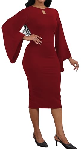 Image of SeNight Women's Elegant Dress Bodycon Work Business Pencil Dresses