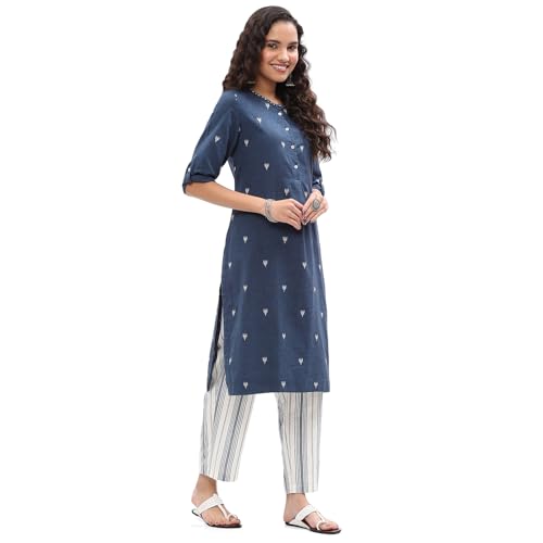 Image of BIBA Women Cotton Kurta Set,Pant,Stole