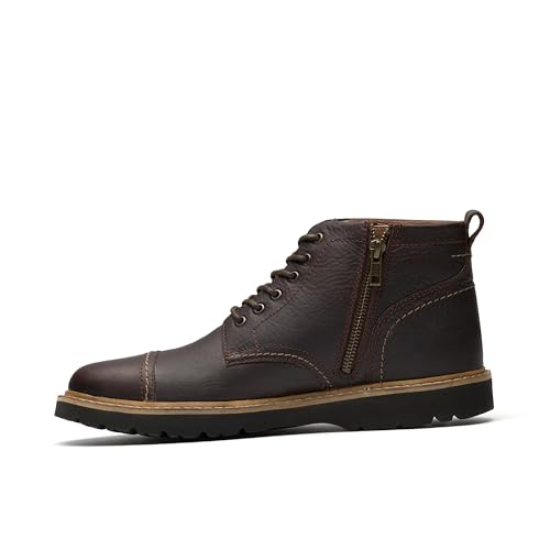 Clarks Clarks Men's Weltridge Zip Cap-Toe Boot, Dark Brown Leather, 12