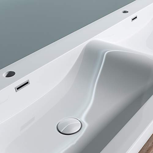Double lavabo encastrable 144 cm blanc rectangulaire en solid surface doporro Colossum03