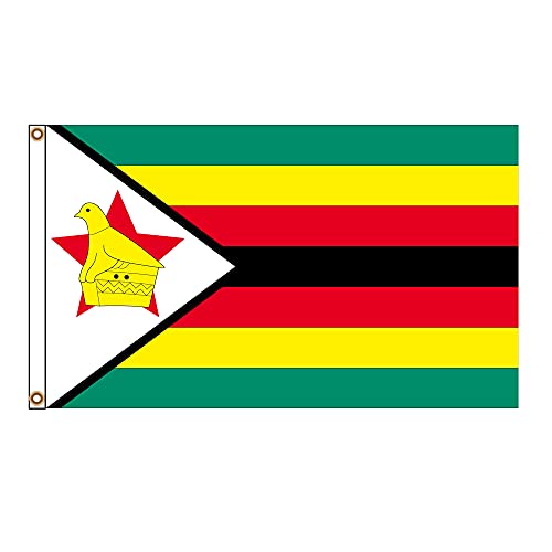 PinkDisplay Bandera de África (Zimbabue) de 90 x 150 cm, ojales a todo color y puntadas dobles