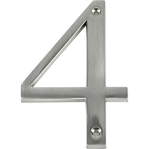 Distinctions by Hillman 843324 4-Inch Brushed Nickel Flush-Mount House Number 4, 1 Count (Pack of 1) Cover