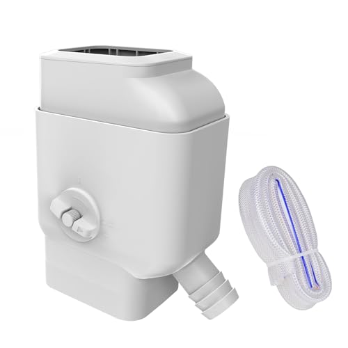 Prestantious Gutter Downspout Diverter with Built-in Filter Screen Fits for 2'x3' and 3'x4' Downspout, Rainwater Collection System with Adjustable Valve and 4ft. Hose, Diverts Large Water Flow, White