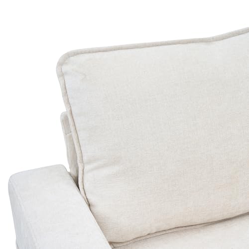 Merax Ecksofa 3-Sitzer Sofa mit Polsterhocker, Gepolstertes Sofa mit USB & Typ-C, 2 Getränkehaltern, L-förmiges Schlafsofa, Polstermöbel für Wohnzimmer, Wohnung, Lounge und Schlafzimmer, Beige