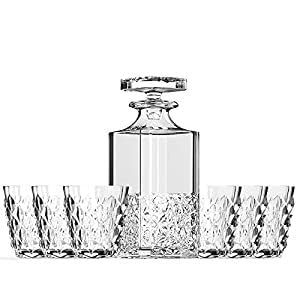Carafe en verre fabriqué en Italie et ses 6 verres de style européen Guia