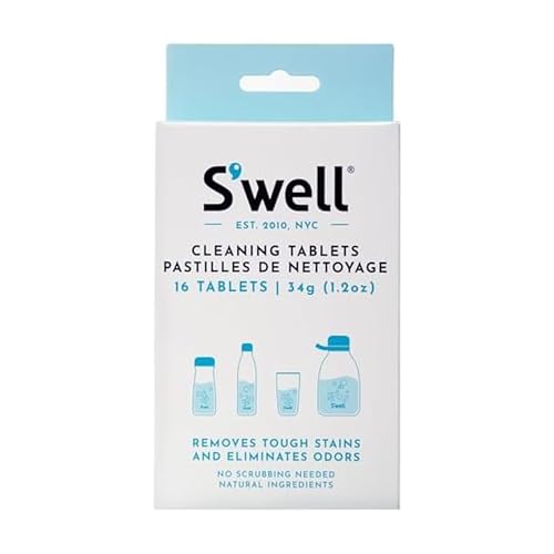 S'well Cleaning Tablets, 16 Tablets, Fast Acting Fizz Away Residue And Odor In Stainless Steel, Chlorine Free And Derived From Natural Substances