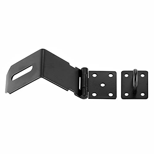 Tidorlou 2 Pack 90 Degree Padlock Hasp,Padlock Door Clasp Lock Hasp Latch, Stainless Steel Brushed Security Door Gate Locking Latch,Clasp Latch For Push/Sliding/Barn Door, 2Mm Thick (5 Inch, Black) #TOP3
