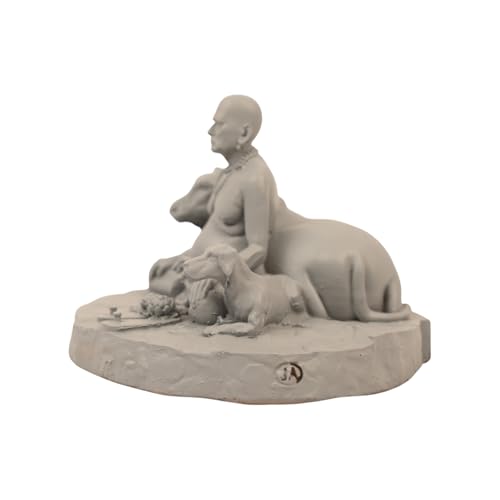 Image of KariGhar 4 Inch Swami Samarth Maharaj Resin Idol with Cow & Dog - Akkalkot Swami Samarth Mini Statue for Home Temple, Pooja Room, Office Desk & Spiritual Gifting