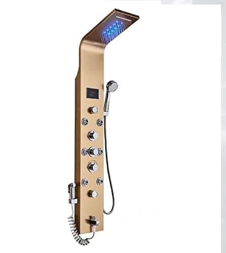 Panneau de douche en acier inoxydable doré avec affichage LED de la température et bidet Jimmy Jet