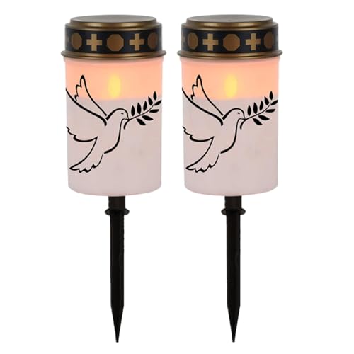 Jubilofex Luci tombali, lampada del cimitero | Set di lampada a candela rituale di 2,Decorazione leggera a LED impermeabile per il cimitero Grave Pathway Backyard Home Party Garden