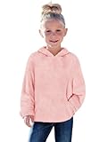 Haloumoning Toddler Girls Fuzzy Fleece Hoodies Baby Kids Warm Pullover Hooded Sweatshirt with Pockets Light Pink