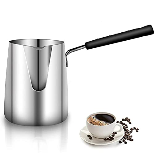 Funito 600ML/20oz Turkish Coffee Pot 304 Stainless Steel Coffee and Butter Warmer Premium Milk Warmer and Milk Pot with Spout