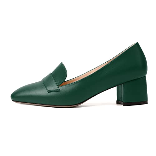Image of MODENCOCO Womens Square Toe Slip On Comfortable Casual Matte Work Chunky Low Heel Loafers Shoes 2 Inch