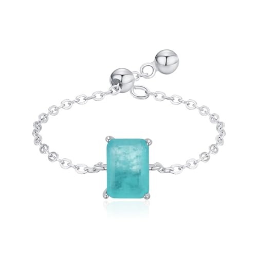 Bague en argent sterling 925 bleu rectangulaire anti-allergie