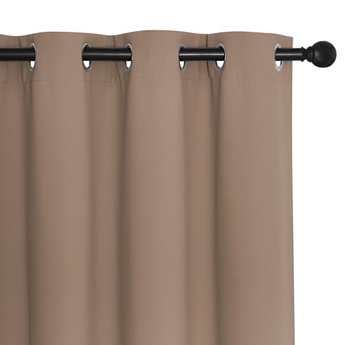 NICETOWN Patio Blackout Curtain Panels - Extra Wide Sliding Door Thermal Insulated Drape, Privacy Room Divider Curtain for Bedroom Office (Cappuccino, 66 x 118 Inch Long)