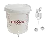 Tubo de fermentación Recipiente de fermentación de 30 l, tapa, tubo de fermentación y grifo, cubo de vino, barril de fermentación
