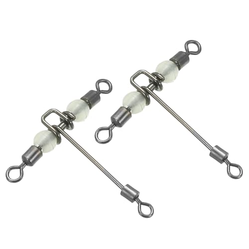 PATIKIL 3 Way Swivel 28lbs, 25 Pack Cross Line T Turn Rolling Terminal Tackle with Luminous Beads for Catfish Surf Rig, Black