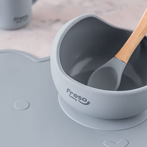 Freso Baby Tigela Alimentação De Bebê Introdução Alimentar Blw Silicone Livre Bpa Atóxico Antibacter