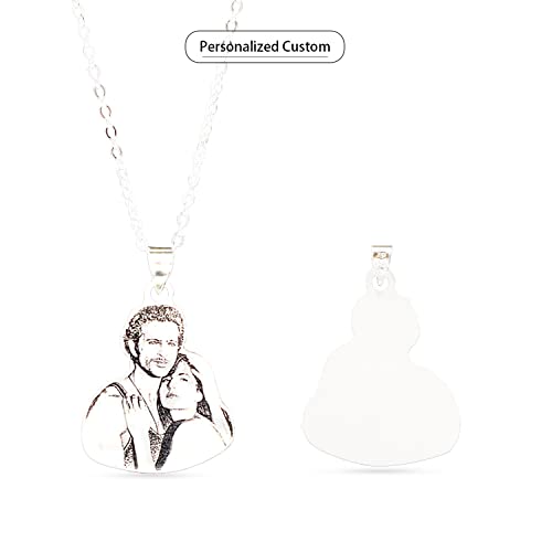 Personalized People Dog Cat Picture Necklaces Custom Photo Necklace Pendant Chain Customized Handmade For Women Girls Boys Pet Lover Men,Silver #TOP6