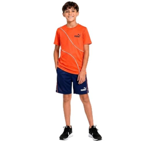 Image of PUMA Boys Active Shorts Set - 2 Piece Dry Fit T-Shirt and Performance Gym Shorts - Activewear Clothing Set for Boys (4-16)