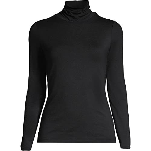 Image of Lands' End Women LWCM Shaped Turtleneck Black Petite Medium