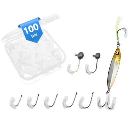 100Pcs Fish Hook Barb Protector with Storage Treble Hook Covers Fishing Hook Covers Fishing Lure Covers
