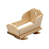  Casa Muñecas Muebles Infantiles Miniatura Inacabado Mecedora Cuna De Madera Natural