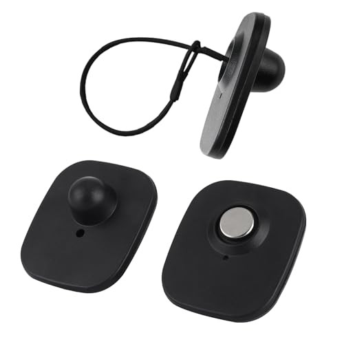 250Pcs 8.2Mhz RF Clothing Security Tags, EAS Mini Square Tag with 250Pcs Flathead Pin and 100 Lanyard