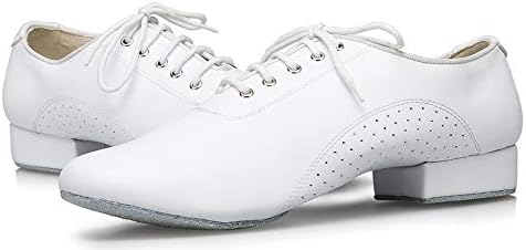 Honeystore Men's Lace-up Dance Shoes Leather Round-Toe Modern Tango Jazz Ballroom Latin White 9.5 D(M) US | Image 3
