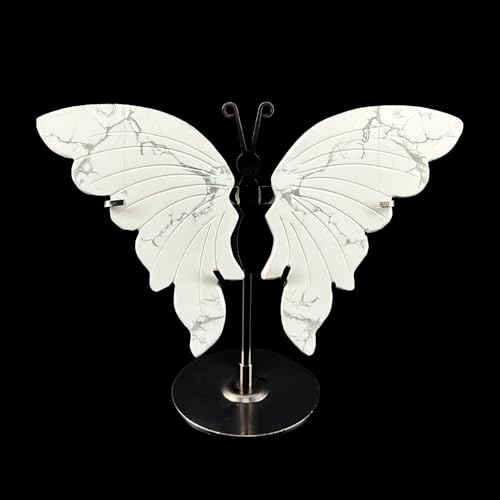 Natural Crystal Gem Stone Howlite Carved Butterfly Wings Figurine